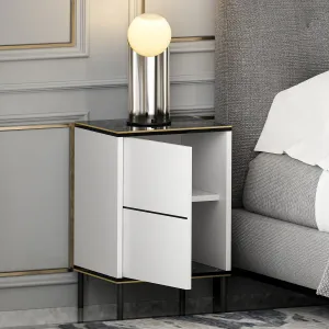 Nočný stolík Imaj - White, Marble
