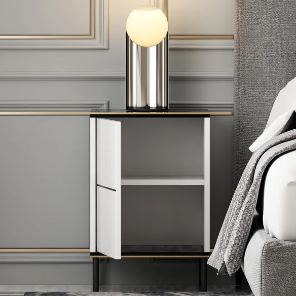 Nočný stolík Imaj - White, Marble