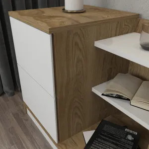 Nočný stolík Rena - White, Oak