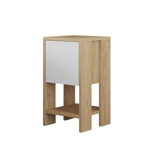 Nočný stolík Ema - Sapphire Oak, White