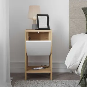 Nočný stolík Ema - Sapphire Oak, White