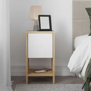 Nočný stolík Ema - Sapphire Oak, White