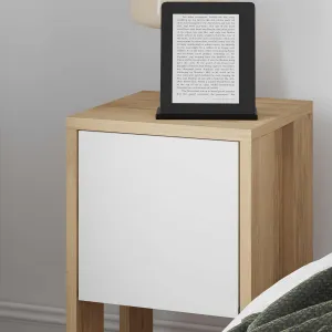 Nočný stolík Ema - Sapphire Oak, White
