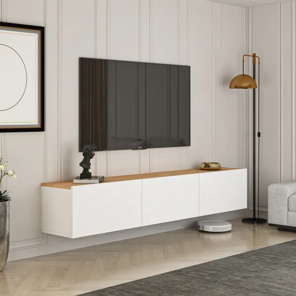 TV stolík West - White, Atlantic Pine