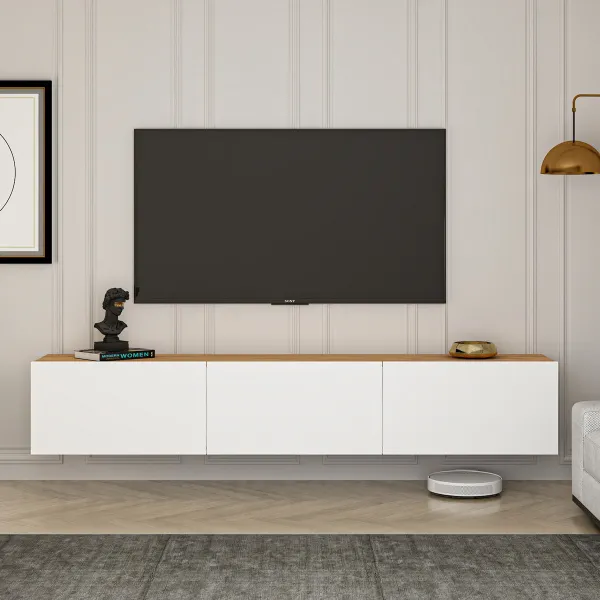 TV stolík West - White, Atlantic Pine