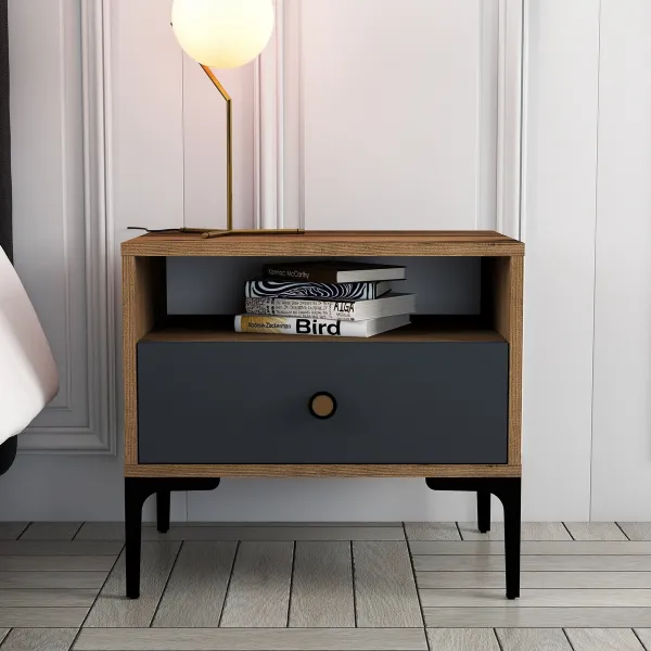 Nočný stolík Lizbon 529 - Walnut, Anthracite