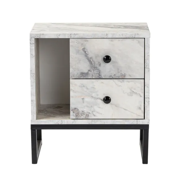 Nočný stolík Glimmer - Fressia Marble, Black