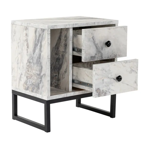 Nočný stolík Glimmer - Fressia Marble, Black