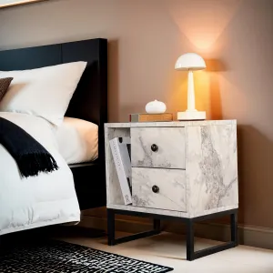 Nočný stolík Glimmer - Fressia Marble, Black