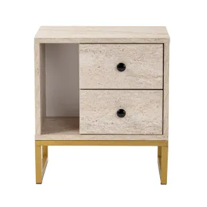 Nočný stolík Glimmer - Travertine, Gold