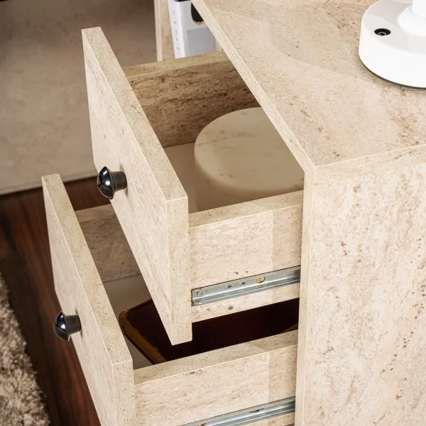 Nočný stolík Glimmer - Travertine, Gold