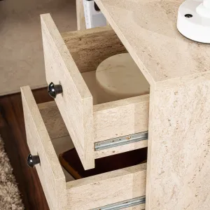 Nočný stolík Glimmer - Travertine, Gold