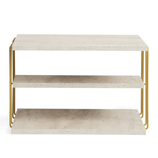 Príručný stolík / Odkladací stolík Lifon - Gold, Travertine