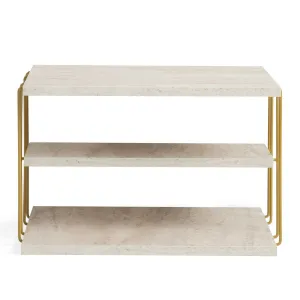 Príručný stolík / Odkladací stolík Lifon - Gold, Travertine