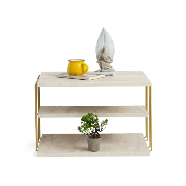Príručný stolík / Odkladací stolík Lifon - Gold, Travertine