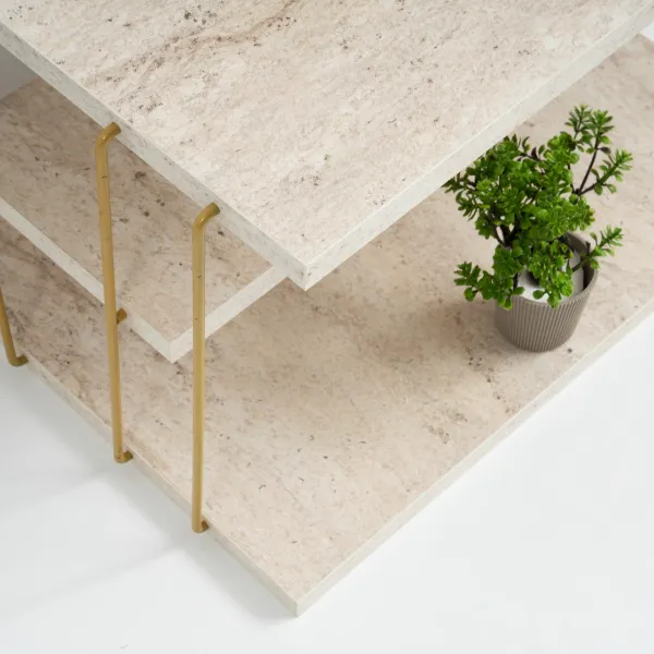 Príručný stolík / Odkladací stolík Lifon - Gold, Travertine