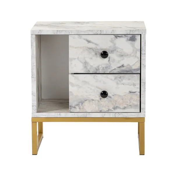 Nočný stolík Glimmer - Fressia Marble, Gold
