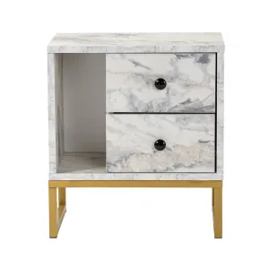 Nočný stolík Glimmer - Fressia Marble, Gold
