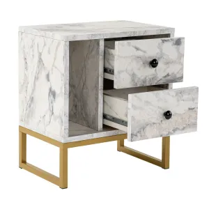 Nočný stolík Glimmer - Fressia Marble, Gold