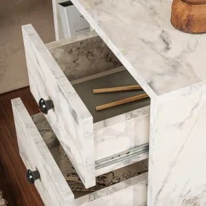 Nočný stolík Glimmer - Fressia Marble, Gold