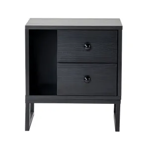 Nočný stolík Glimmer - Wood Black, Black