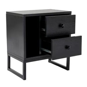 Nočný stolík Glimmer - Wood Black, Black