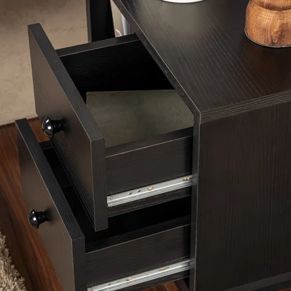 Nočný stolík Glimmer - Wood Black, Black