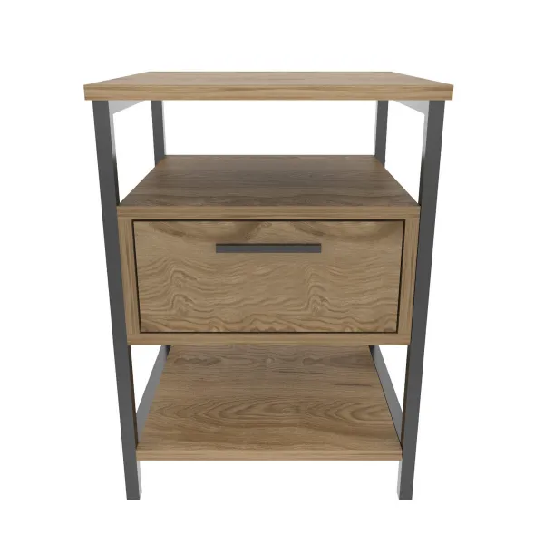 Nočný stolík Alba - Black, Oak