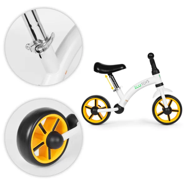 Detské odrážadlo EVA ECOTOYS biele/žlté
