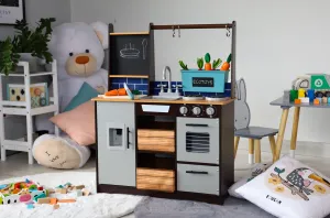 Dětská kuchyňka LOLY ECOTOYS s doplňky šedá