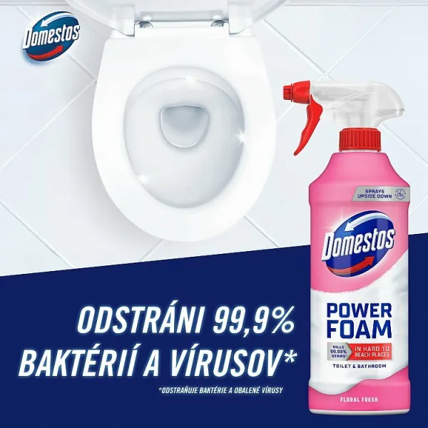 Domestos Power Foam Floral Fresh čistiaca pena na toaletu a kúpeľňu 435 ml