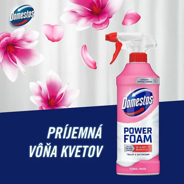 Domestos Power Foam Floral Fresh čistiaca pena na toaletu a kúpeľňu 435 ml