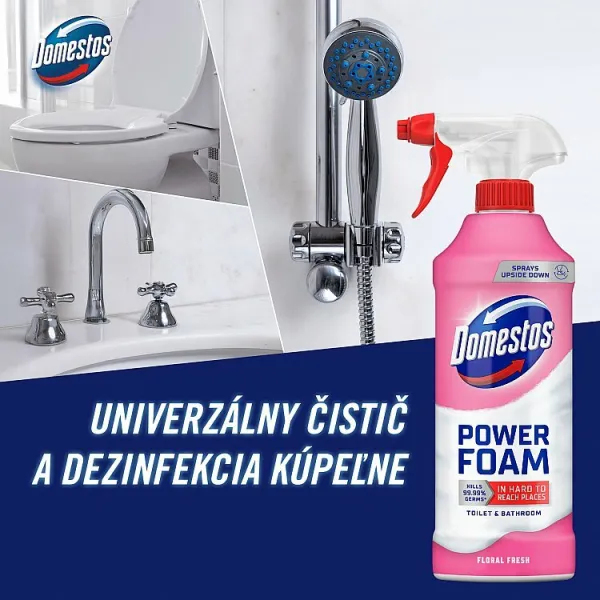 Domestos Power Foam Floral Fresh čistiaca pena na toaletu a kúpeľňu 435 ml