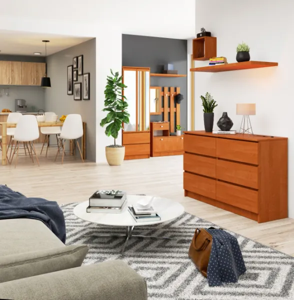 Ak furniture Komoda Kuba 120 cm 6 šuplíkov jelša