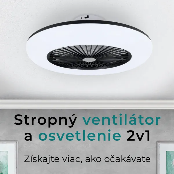 Noaton 11055B Callisto, čierna, stropný ventilátor so svetlom