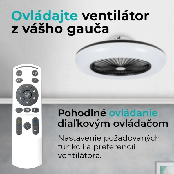 Noaton 11055B Callisto, čierna, stropný ventilátor so svetlom