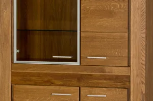 Szynaka Vitrína Velvet II 12 110 cm z masivu s LED osvětlením dub Rustikal