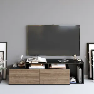TV stolík Nexera - Black, Walnut