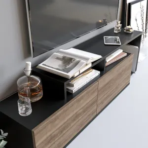TV stolík Nexera - Black, Walnut