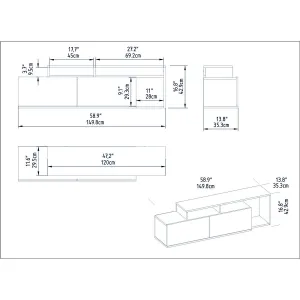 TV stolík Nexera - Black, Walnut