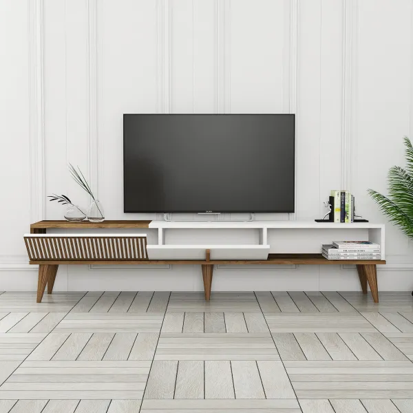 TV stolík Milan Alt - Walnut, White