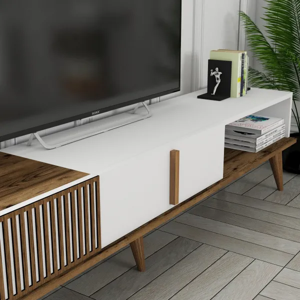 TV stolík Milan Alt - Walnut, White