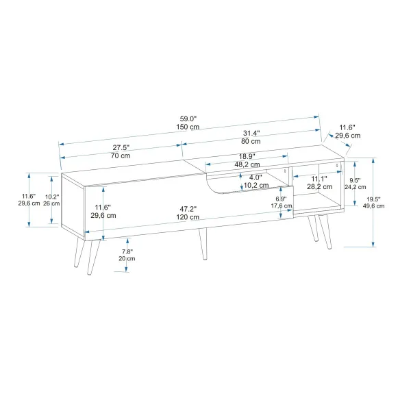 TV stolík Alba - Atlantic Pine, Anthracite