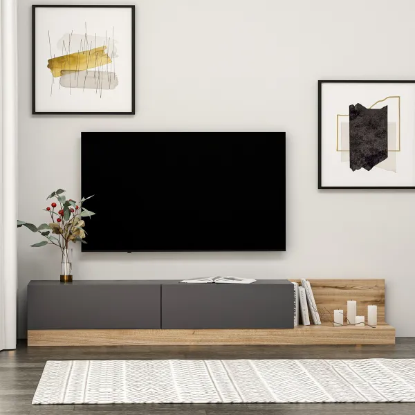 TV stolík Majör - Anthracite, Walnut