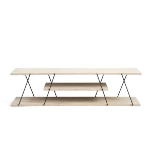 TV stolík Canaz - Black, Travertine