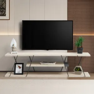 TV stolík Canaz - Black, Travertine