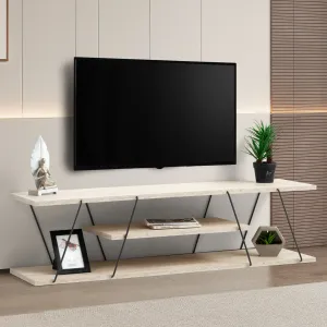 TV stolík Canaz - Black, Travertine