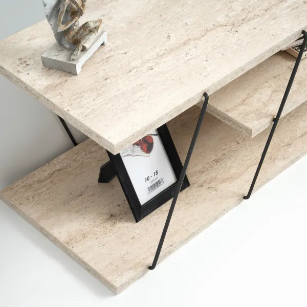 TV stolík Canaz - Black, Travertine