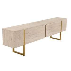 TV stolík Serenity - Travertine, Gold