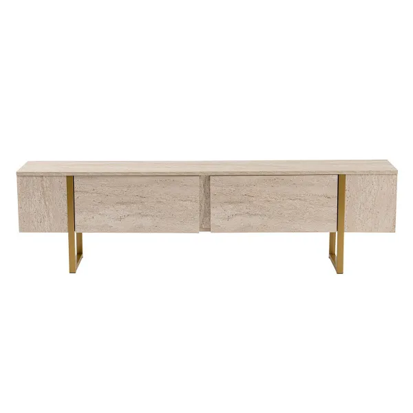 TV stolík Serenity - Travertine, Gold